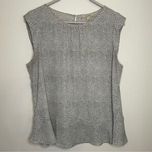 LOFT Women's Sleeveless B&W Size L Top with Small Flowers Print